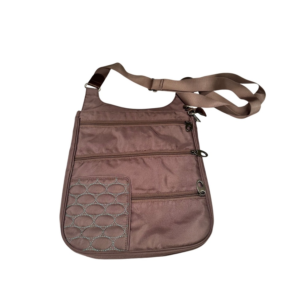 Mosey Baggallini Taupe Crossbody Bag Purse Satchel Travel Eco Friendly Recycled